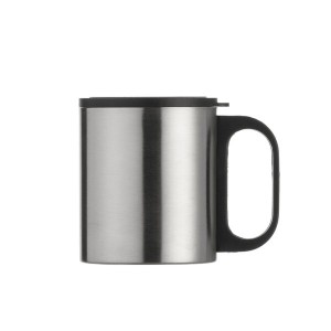 Caneca inox 180 ml - Ref. 7392 Caneca de inox 180ml com cabo e tampa em plástico resistente (não é térmica). Tamanho aproximado: 8,1 cm x 10 cm Circunferência 21.5 cm Impressão UV ou Laser   